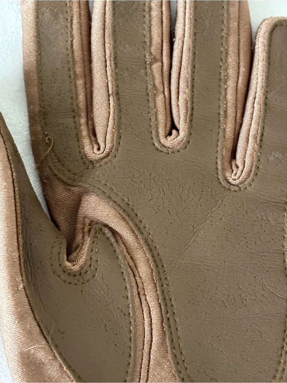 Womens Brown Thinsulate Thermal Insulated Gloves Leather Trim Nylon Spandex S/M